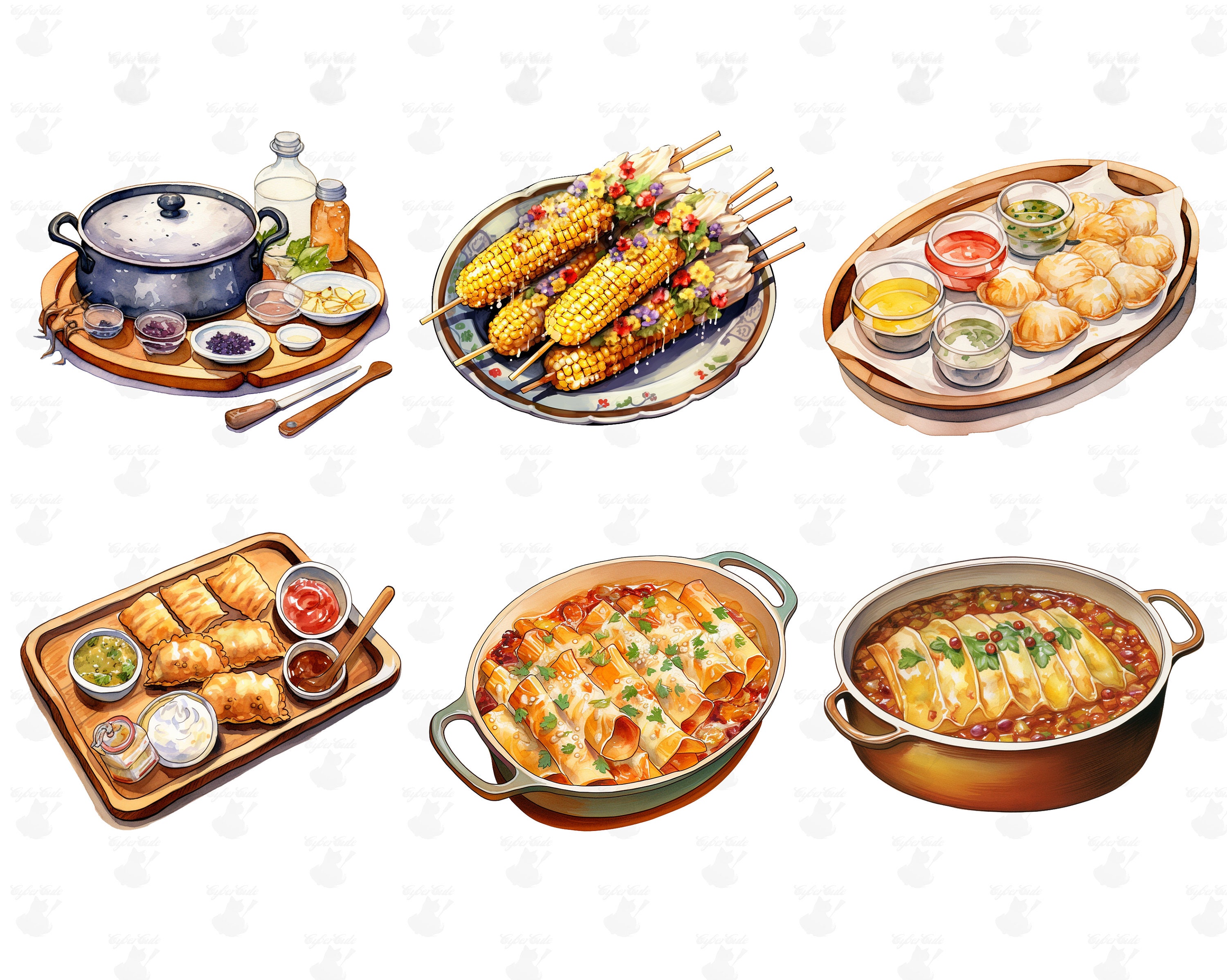 Mexican Cuisine Digital Printable Clipart Bundle in PNG Format ...