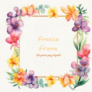 Marco de fresia, gráficos de imágenes prediseñadas digitales imprimibles en formato PNG, descarga instantánea transparente para uso comercial, flor, foto, corona