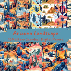 Arizona Landschaft Muster nahtlose digitale Papiere - printable Scrapbook Papier zum sofortigen Download, kommerzielle Nutzung, 300dpi