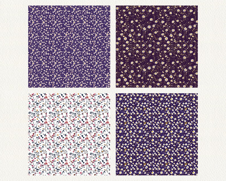 Ditsy Vintage Floral Pattern Seamless Digital Papers - Printable ...