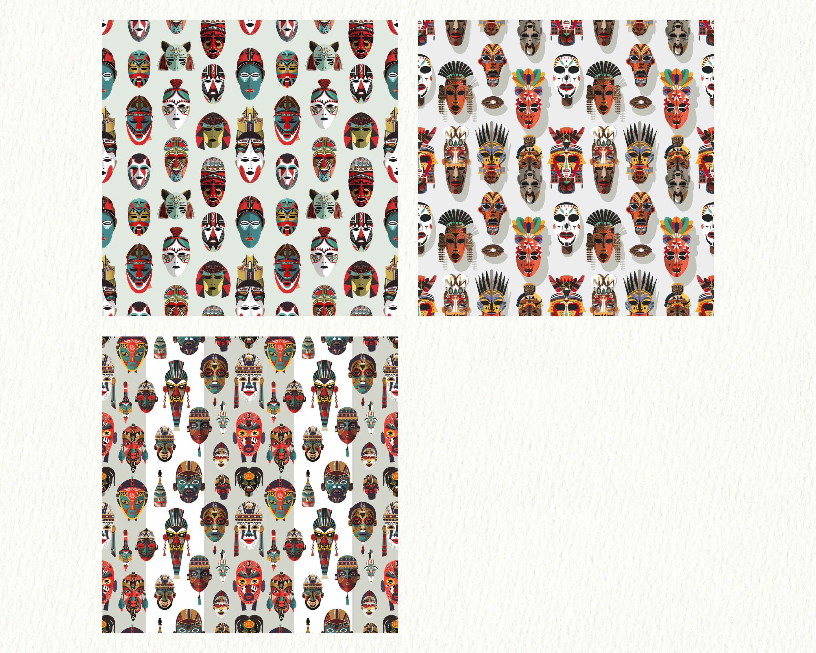 Mask Vector File Paper Masks on the Wall Pattern Seamless Digital Papers - Printable Scrapbook ...
