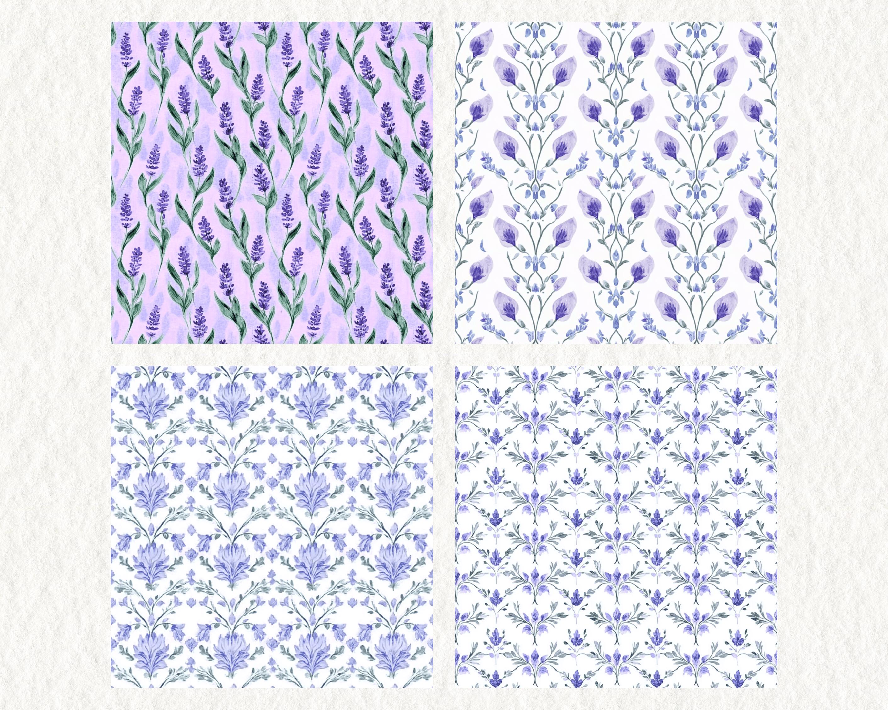 Lavender Ogee Pattern Seamless Digital Papers - Printable Scrapbook ...