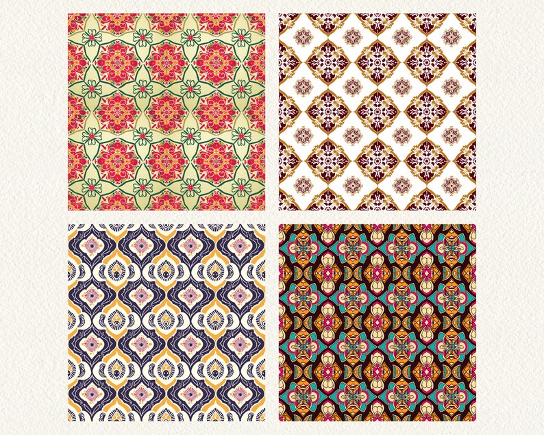 Desi Indian Pattern Seamless Digital Papers - Printable Scrapbook Paper ...