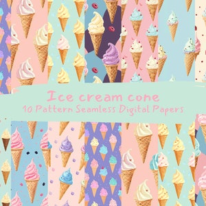 Ice cream cone Pattern Seamless Digital Papers - printable scrapbook paper instant download, commercial use, 300dpi