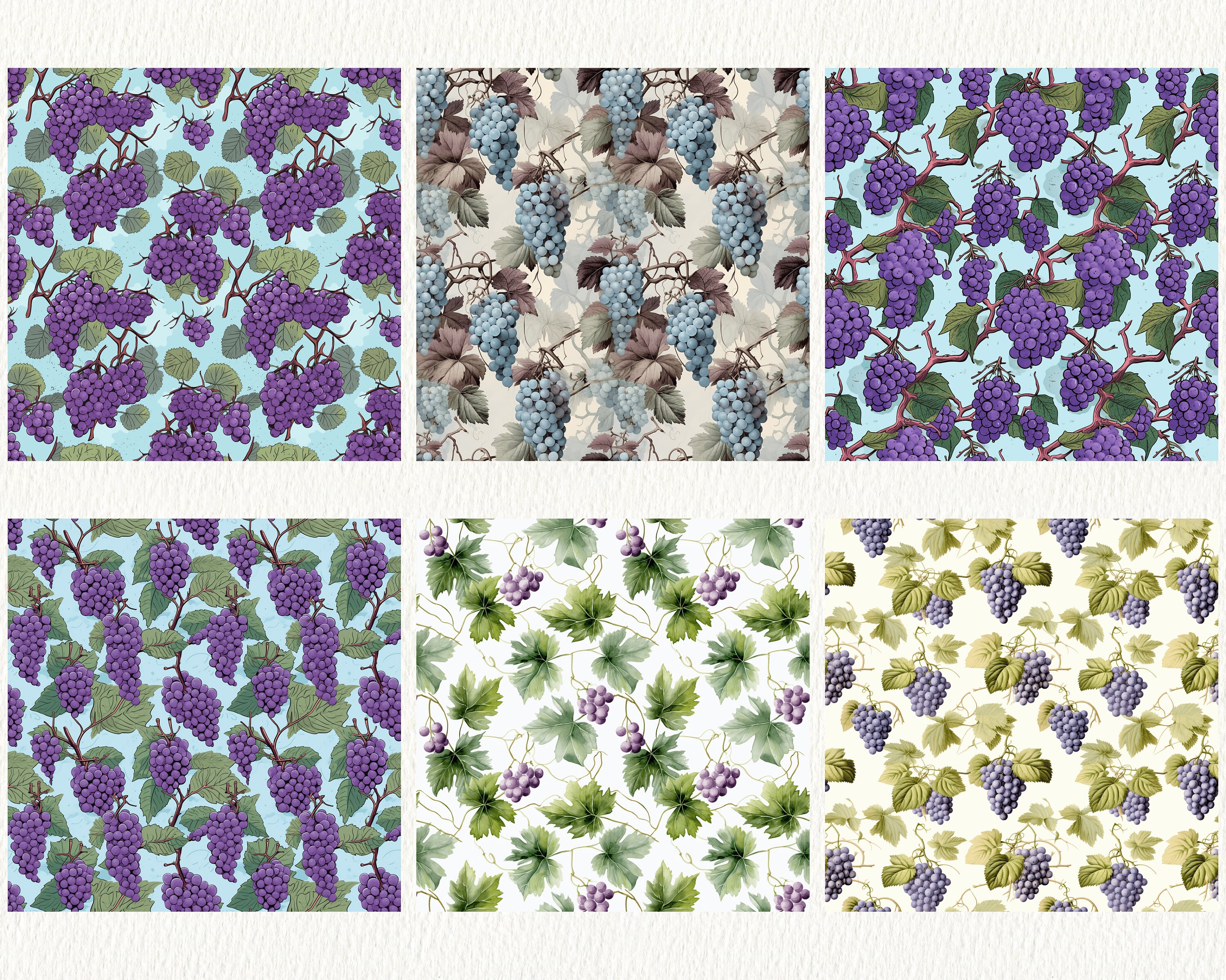 Grape Pattern Seamless Digital Papers - Tile Patterns Printable ...