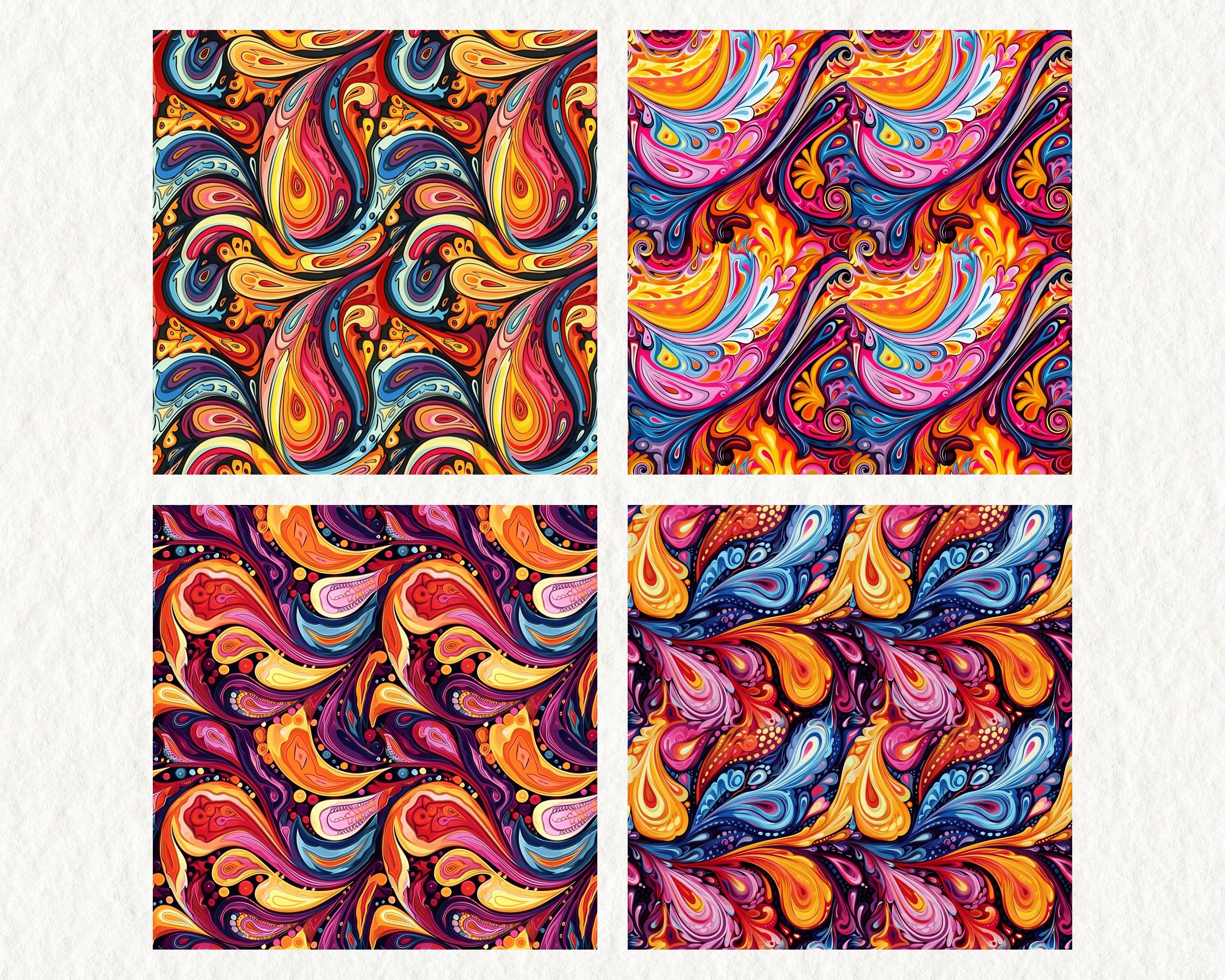 Colorful Paisley Pattern Seamless Digital Papers - Printable Scrapbook ...