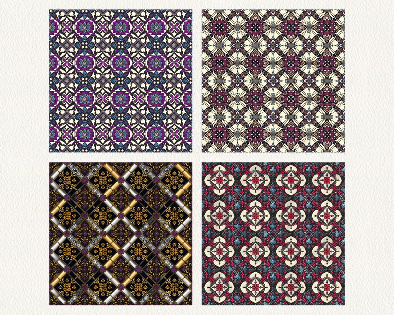 Gothic Patchwork Pattern Seamless Digital Papers - printable scrapbook paper instant download, commercial use, 300dpi image 3