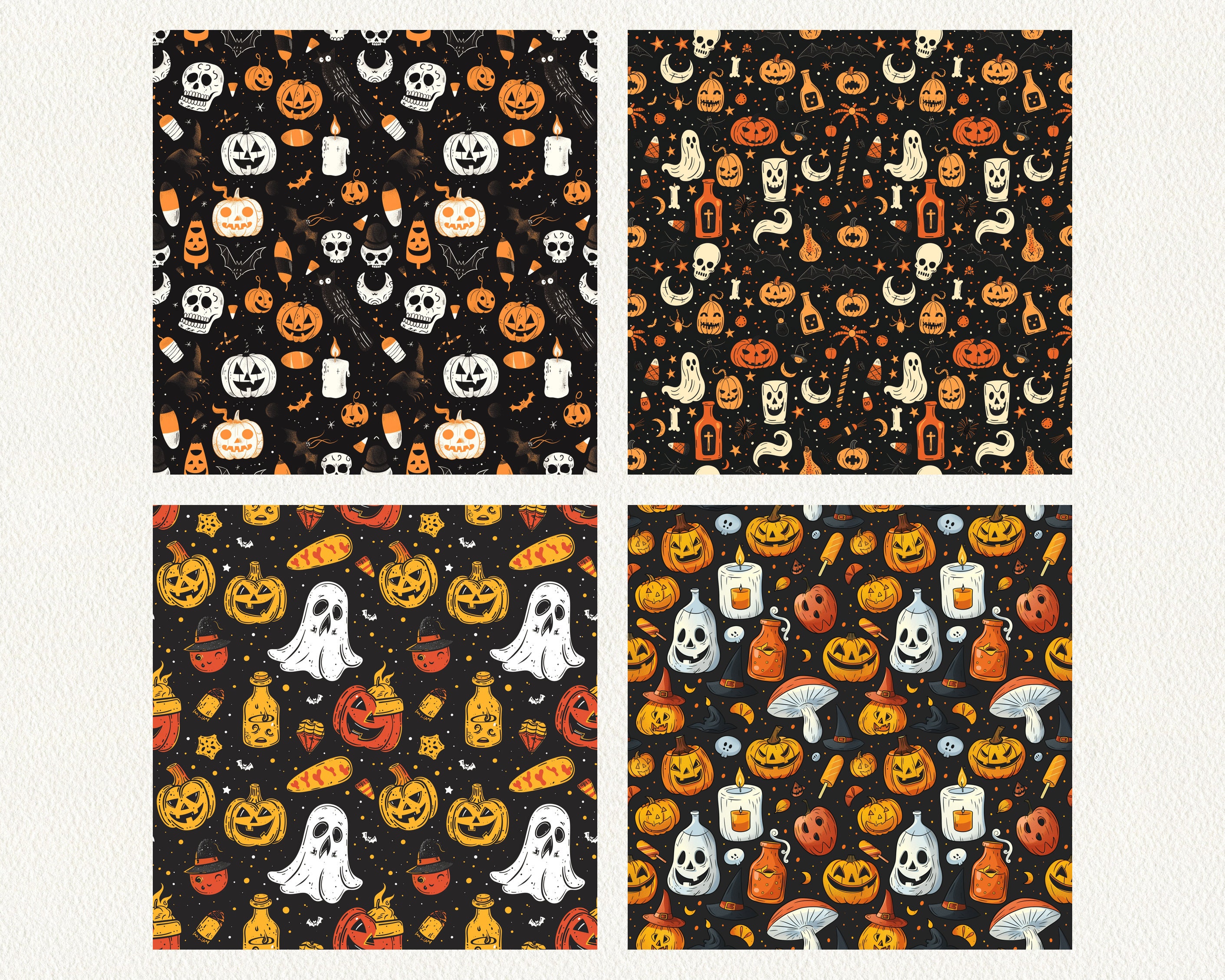Crazy Halloween Pattern Seamless Digital Papers Printable Scrapbook ...