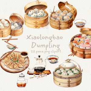 Xiaolongbao Dumpling, digital printable clip art graphics in PNG format transparent instant download for commercial use, XLB, Chinese Food