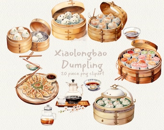 Xiaolongbao Dumpling, digital printable clip art graphics in PNG format transparent instant download for commercial use, XLB, Chinese Food