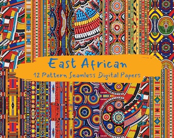 [デ700] next soon様 デザインペーパー East African Pattern Seamless Digital Papers - Printable