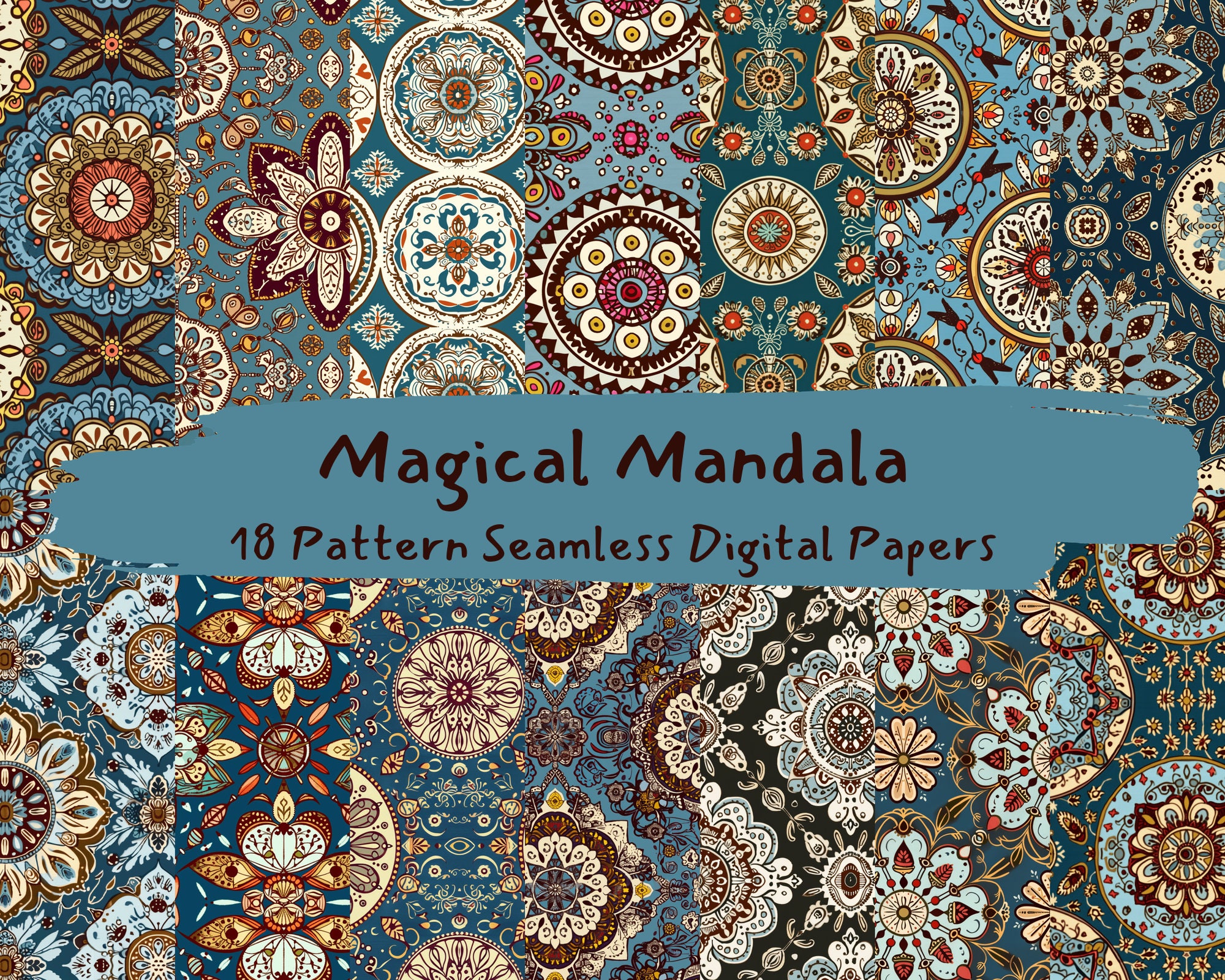 Magical Mandala Pattern Seamless Digital Papers - Printable Scrapbook ...