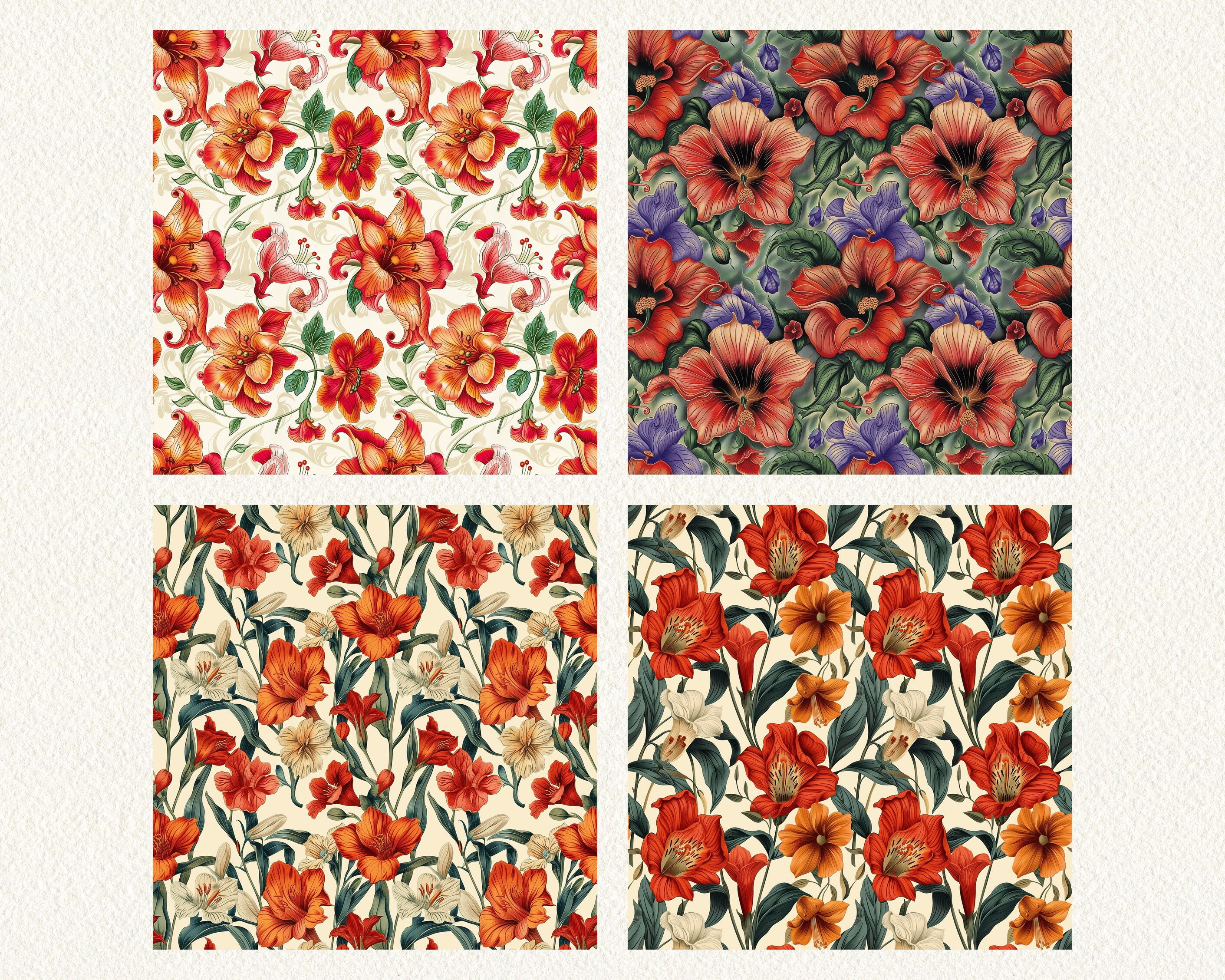 Peruvian Blooms Pattern Seamless Digital Papers - Printable Scrapbook ...