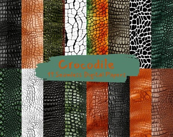 Papel digital sem costura de pele de crocodilo - padrões de azulejos sem costura, papel de scrapbook para impressão, download instantâneo para uso comercial, Animal Print