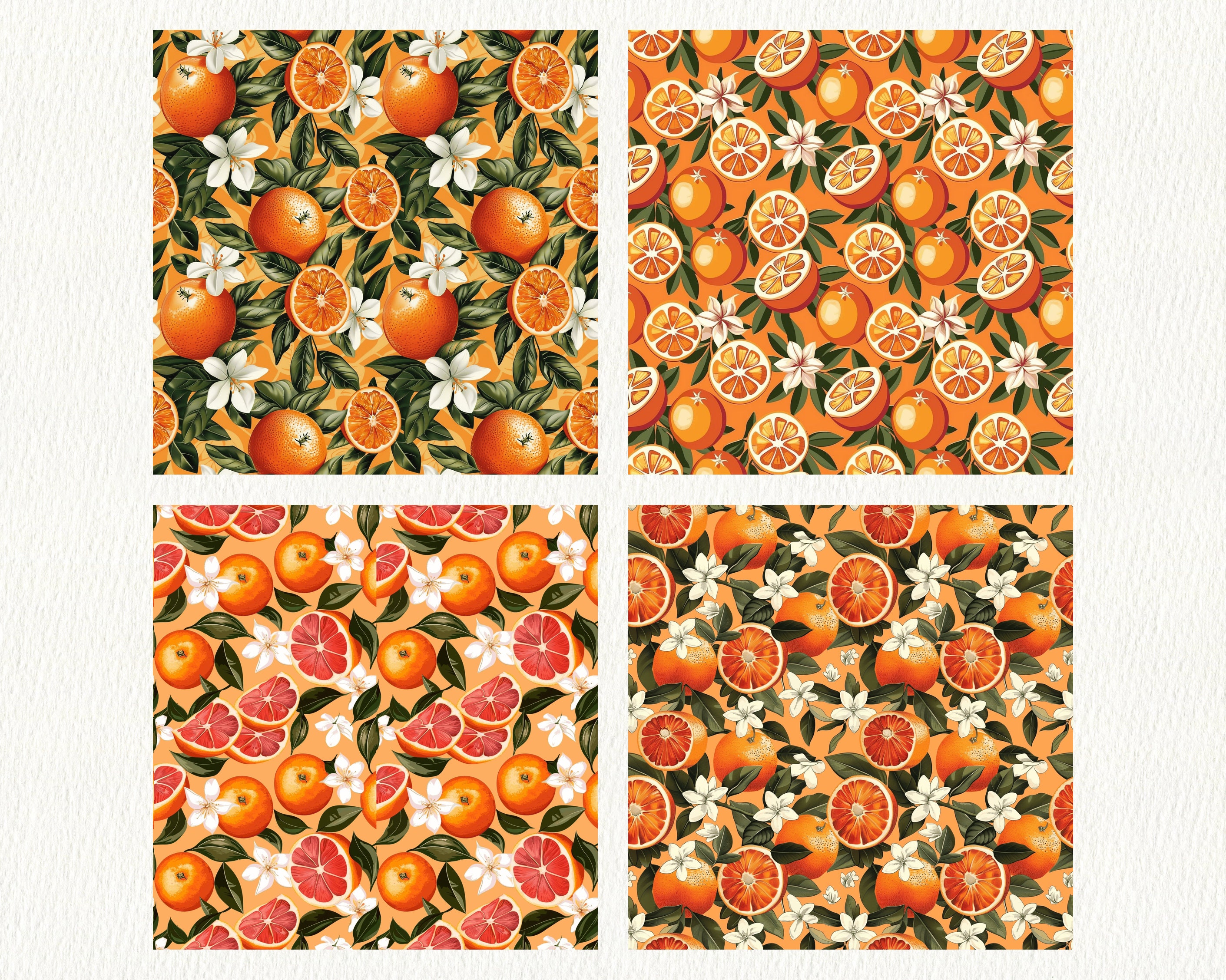 Orange Grapefruit Pattern Seamless Digital Papers - Printable Scrapbook ...
