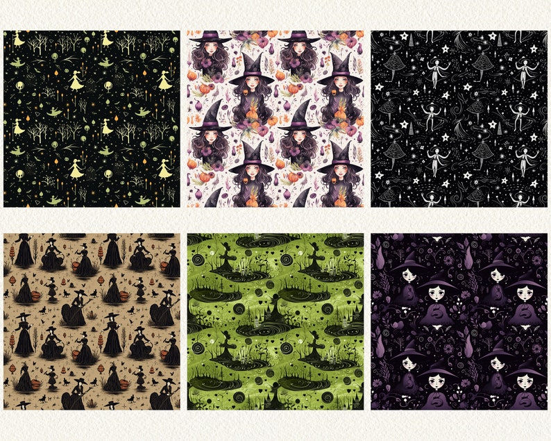 Bewitched Pattern Seamless Digital Papers Tile Patterns Printable ...
