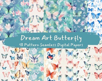 Dream Art Butterfly Pattern Seamless Digital Papers - printable scrapbook paper png instant download commercial use 300dpi