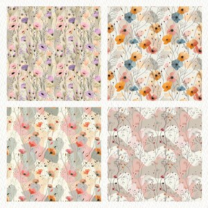 Boho Floral Pattern Seamless Digital Papers - Printable Scrapbook Paper ...