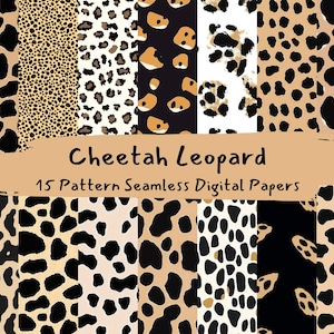 Cheetah Leopard Pattern Seamless Digital Papers - printable scrapbook paper png instant download commercial use 300dpi