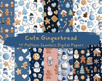Süße Lebkuchen Muster nahtlose digitale Papiere - printable Scrapbook Papier png sofortiger Download kommerzielle Nutzung 300dpi
