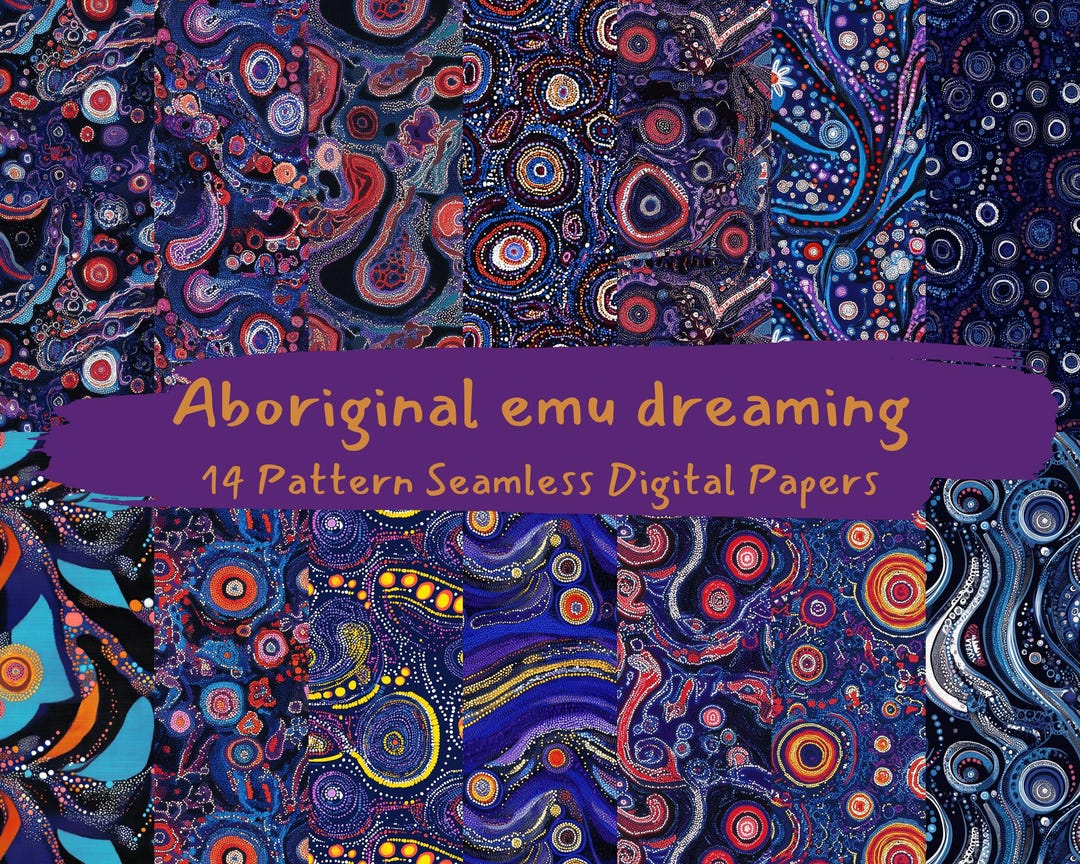 Aboriginal Emu Dreaming Pattern Seamless Digital Papers - Printable ...