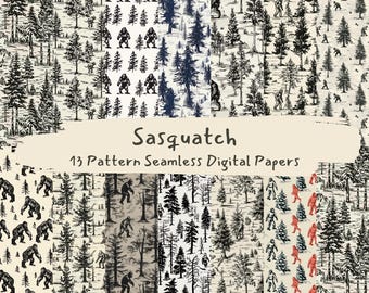 Sasquatch Pattern Seamless Digital Papers - printable scrapbook paper png instant download commercial use 300dpi