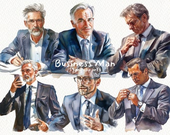 Business Man digital printable clipart bundle in PNG format transparent background instant download for commercial use