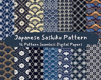 Japanese Sashiko Pattern Pattern Seamless Digital Papers - printable scrapbook paper instant download, commercial use, 300dpi