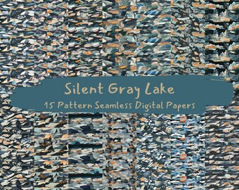 Silent Gray Lake Pattern Seamless Digital Papers - printable scrapbook paper png instant download commercial use 300dpi