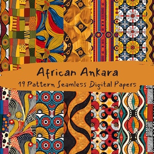 African Ankara Pattern Seamless Digital Papers - printable scrapbook paper instant download for commercial use, 300dpi
