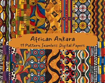 African Ankara Pattern Seamless Digital Papers - printable scrapbook paper instant download for commercial use, 300dpi