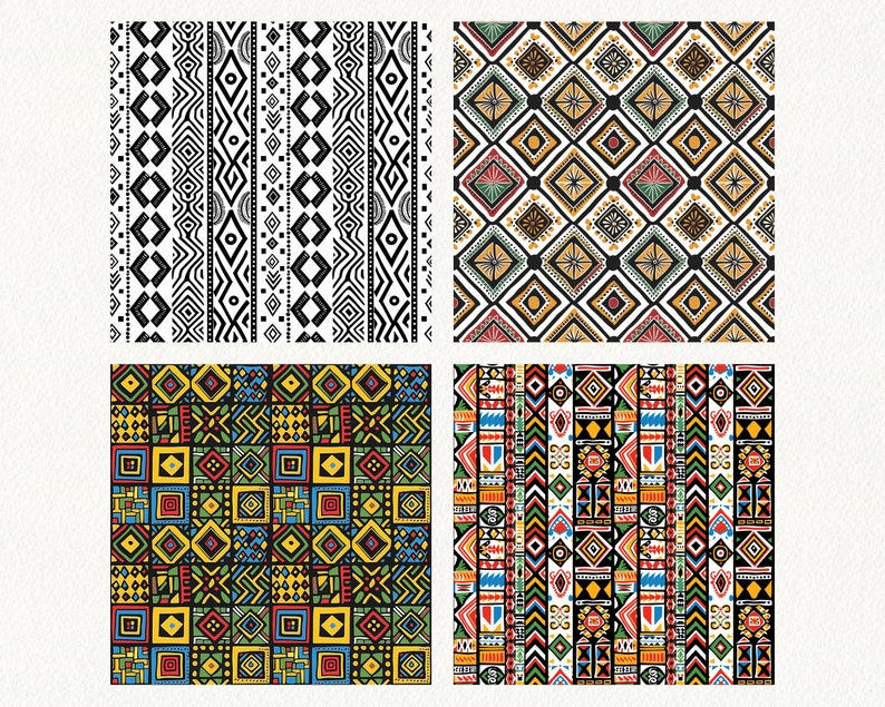 Ethopia Patterns Ethiopian Tribal Pattern Seamless Digital Papers - Printable Scrapbook ...