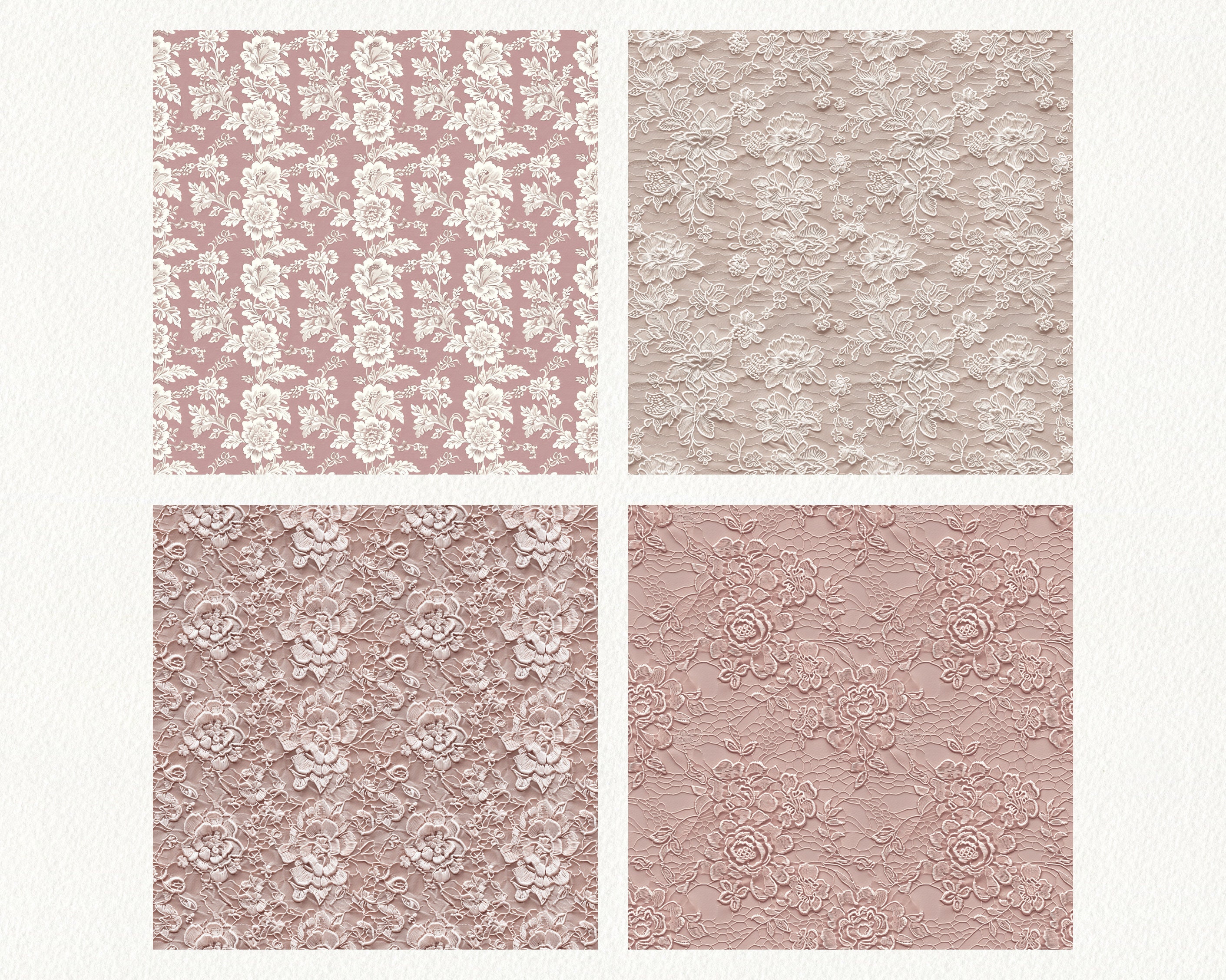 Dusty Rose Lace Pattern Seamless Digital Papers - Printable Scrapbook ...