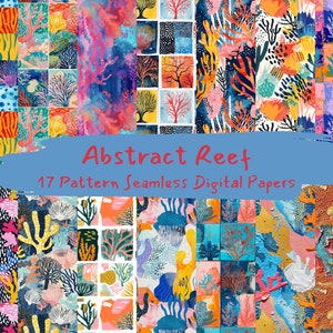 Abstract Reef Pattern Seamless Digital Papers - printable scrapbook paper instant download for commercial use, 300dpi