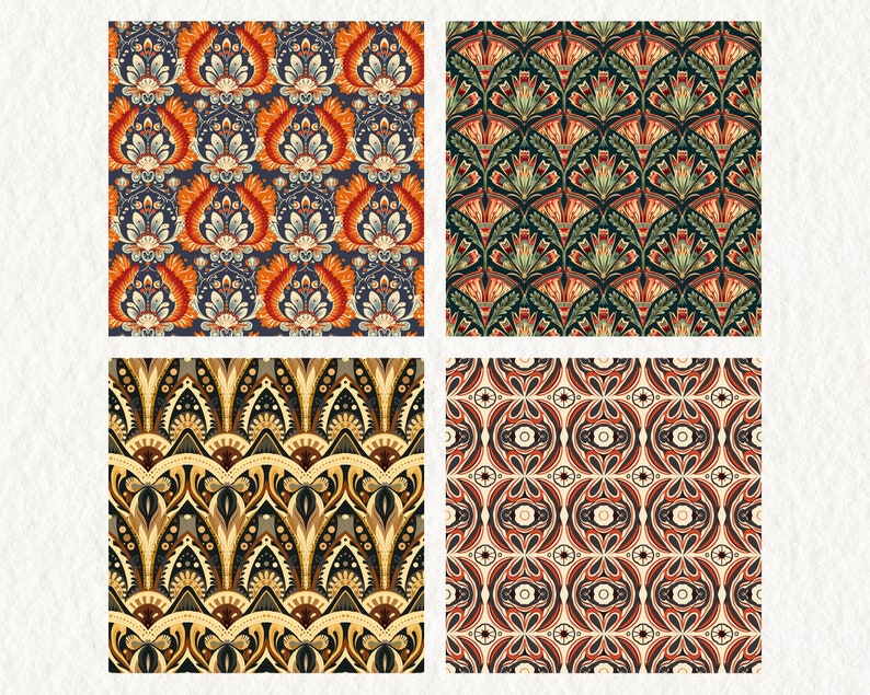 Moscow Deco Pattern Seamless Digital Papers - Printable Scrapbook Paper ...
