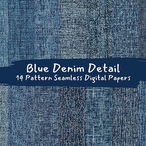 Blue Denim Detail Pattern Seamless Digital Papers - printable scrapbook paper png instant download commercial use 300dpi