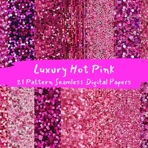 Luxury Hot Pink Pattern Seamless Digital Papers - printable scrapbook paper instant download, commercial use, 300dpi