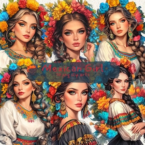 Mexican Girl printable clipart, png format, transparent background, instant download, commercial use, 300dpi