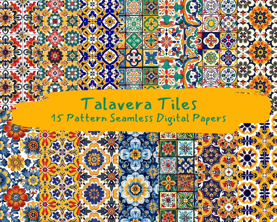 Talavera Tiles Pattern Seamless Digital Papers - Printable Scrapbook ...