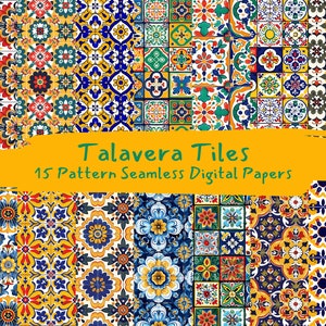 Talavera Tiles Muster nahtlose digitale Papiere - printable Scrapbook Papier, Sofort-Download, kommerzielle Nutzung, 300dpi
