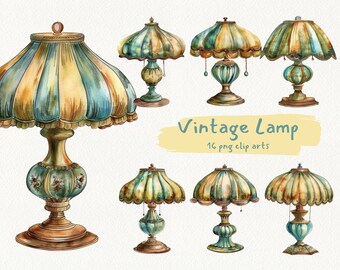 Vintage Lamp digital printable clip art graphics in PNG format transparent instant download for commercial use