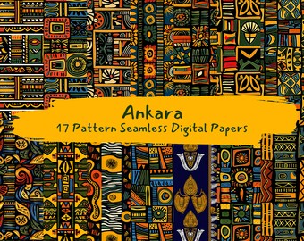 Ankara Pattern Seamless Digital Papers - printable scrapbook paper instant download, commercial use, 300dpi