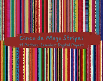 Papeles digitales sin costuras con patrón de rayas del Cinco de Mayo: papel imprimible para álbum de recortes, descarga instantánea, uso comercial, 300 ppp