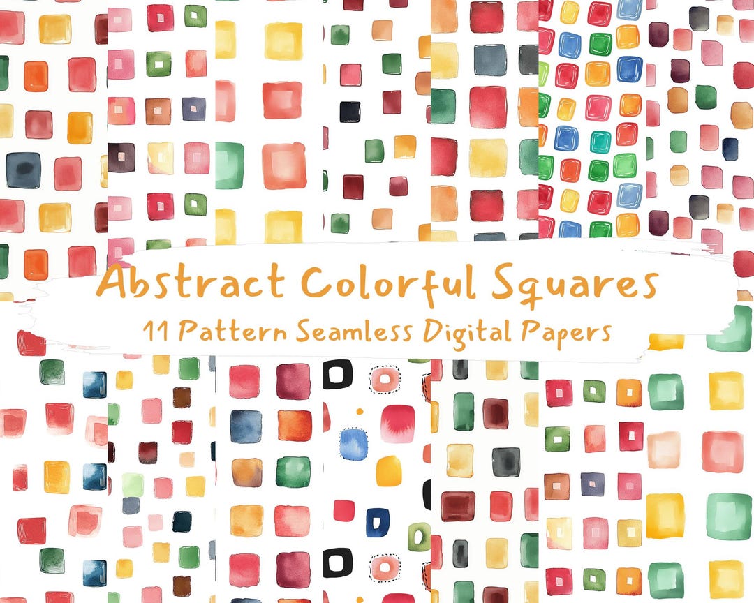 Abstract Colorful Squares Pattern Seamless Digital Papers - Printable ...