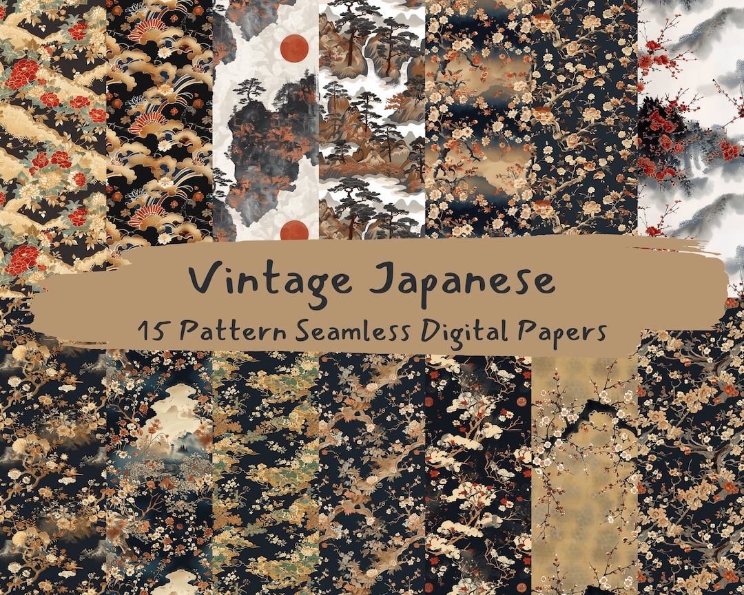 Vintage Japanese Pattern Seamless Digital Papers - Printable Scrapbook ...