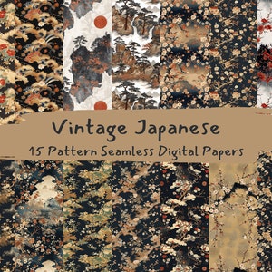 Vintage Japanese Pattern Seamless Digital Papers - printable scrapbook paper png instant download commercial use 300dpi