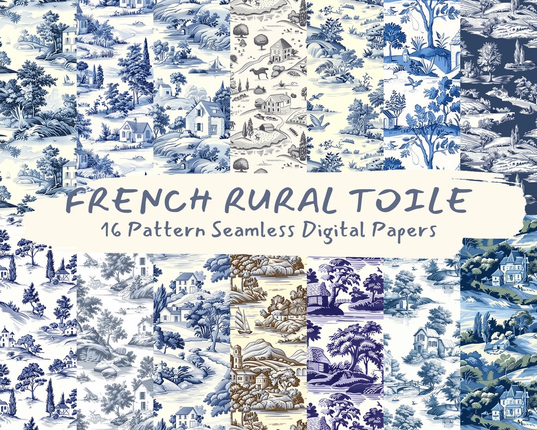 FRENCH RURAL TOILE Pattern Seamless Digital Papers - Printable ...