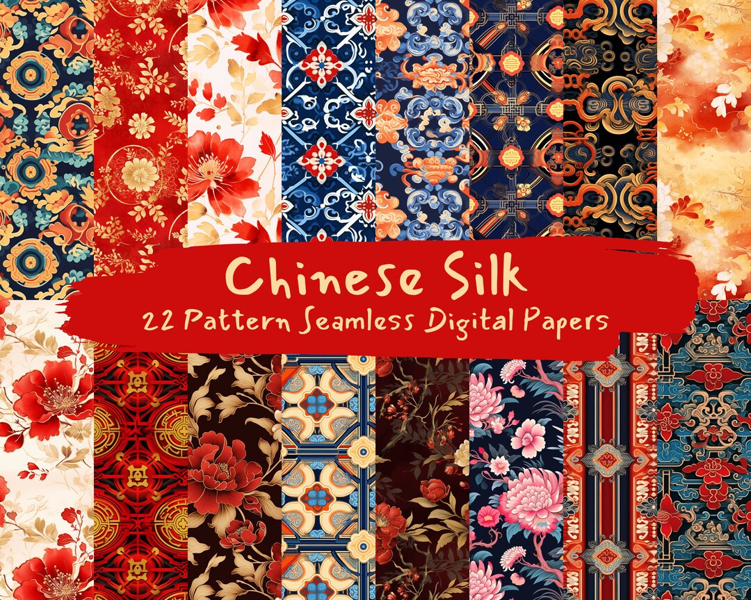 Chinese Silk Pattern Seamless Digital Papers - Tile Patterns Printable ...
