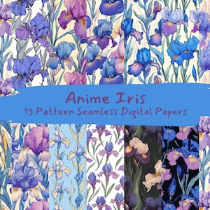 Anime Iris Pattern Seamless Digital Papers - printable scrapbook paper png instant download commercial use 300dpi