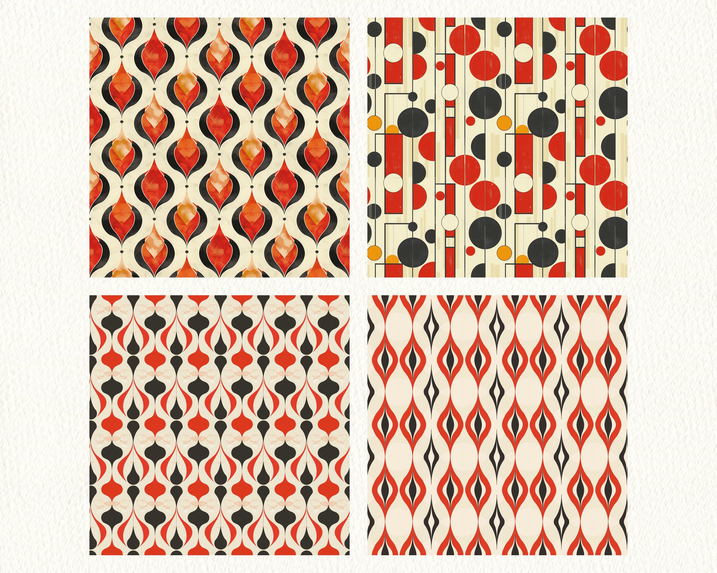 Midcentury Ruby Pattern Seamless Digital Papers - Printable Scrapbook ...